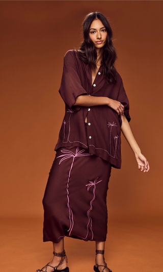 Bias Maxi Skirt Coconut Husk