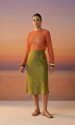 Bias Midi Skirt Verdant