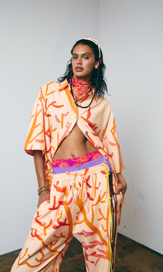 Button-Up Shirt (Multi-Size) - Coral of Life Print