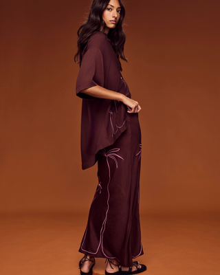 Bias Maxi Skirt Coconut Husk