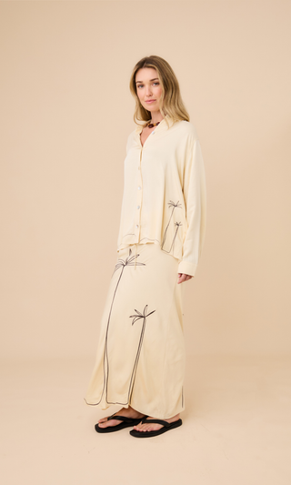 Long Sleeve Button-up Bamboo Shirt Sand