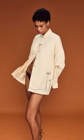 Long Sleeve Button-up Bamboo Shirt Sand