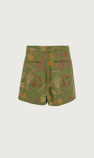 LIANDRA Shorts in Verdant olive, crisp poplin with a comfortable rise