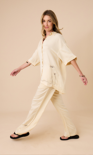 Drawstring Long Pants Sand