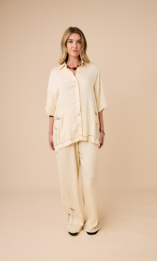 Drawstring Long Pants Sand