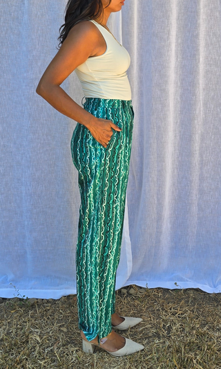 Coral Pants - Rain Print