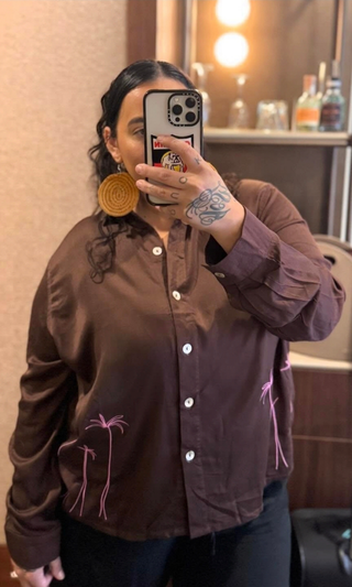 Long Sleeve Button-up Bamboo Shirt Coconut Husk