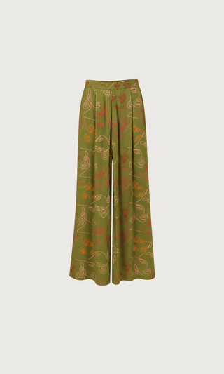 LIANDRA Wide-Leg Pants in Verdant olive, shown on model