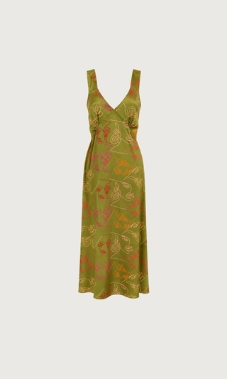 LIANDRA Multiway Dress in Verdant olive, tied one of many ways